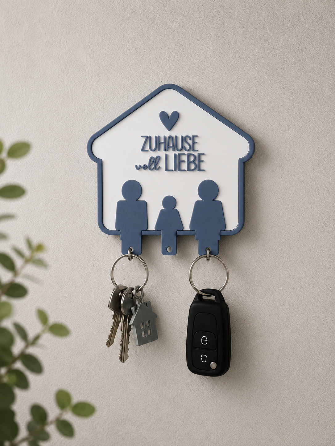 SOFORTKAUF Schlüsselbrett „Zuhause voll Liebe“ |Schlüsselhalter für Paare & Familien | Wanddeko / Geschenk zum Einzug