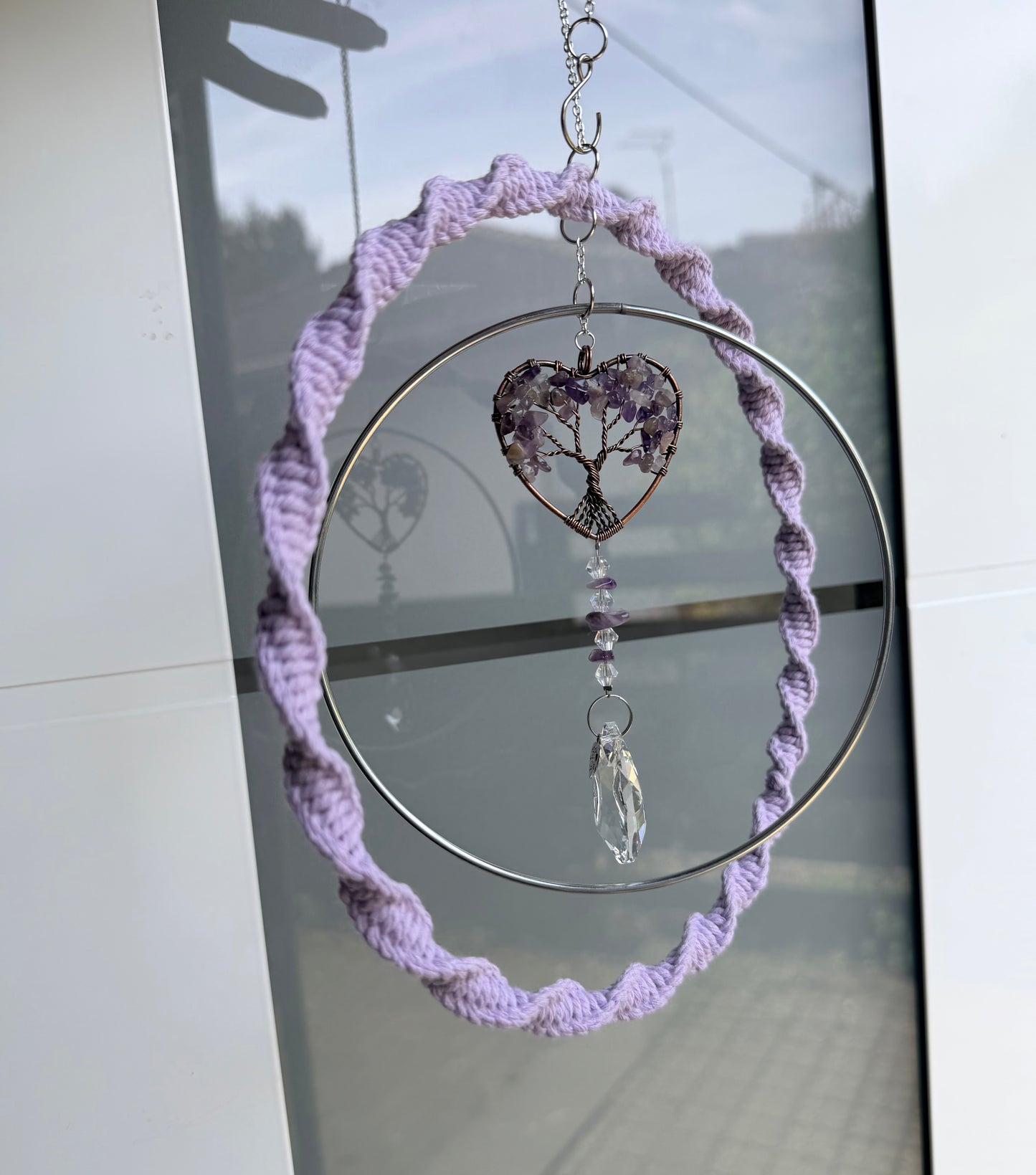 Sofortkauf Lebensbaum Flieder im RING | Suncatcher Makramee