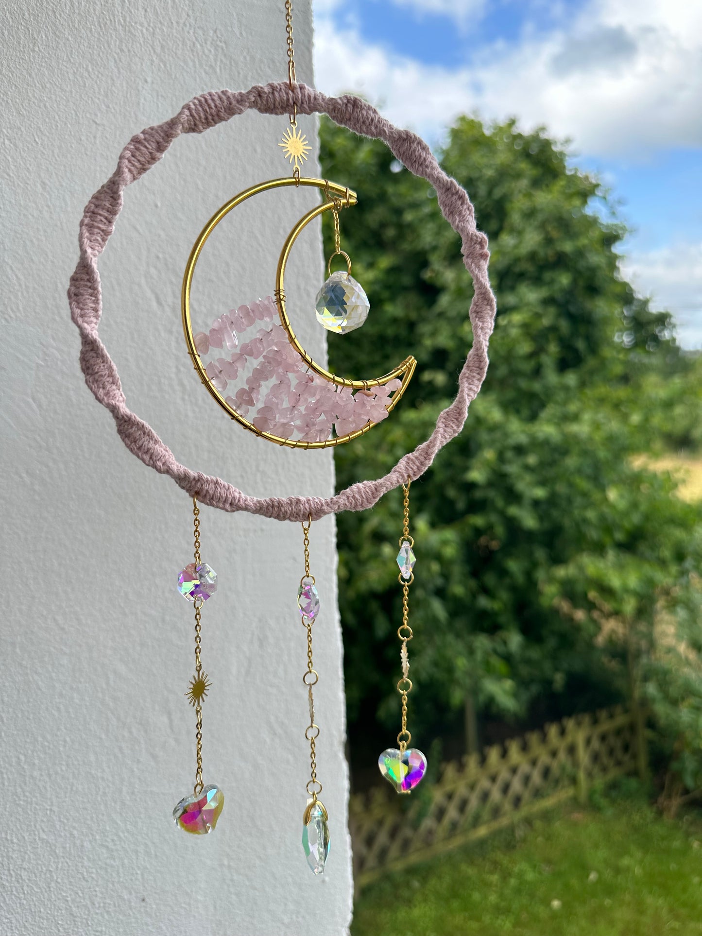 Ring Mond Steine GOLD Sonnenfänger | Sonnencatcher Makramee