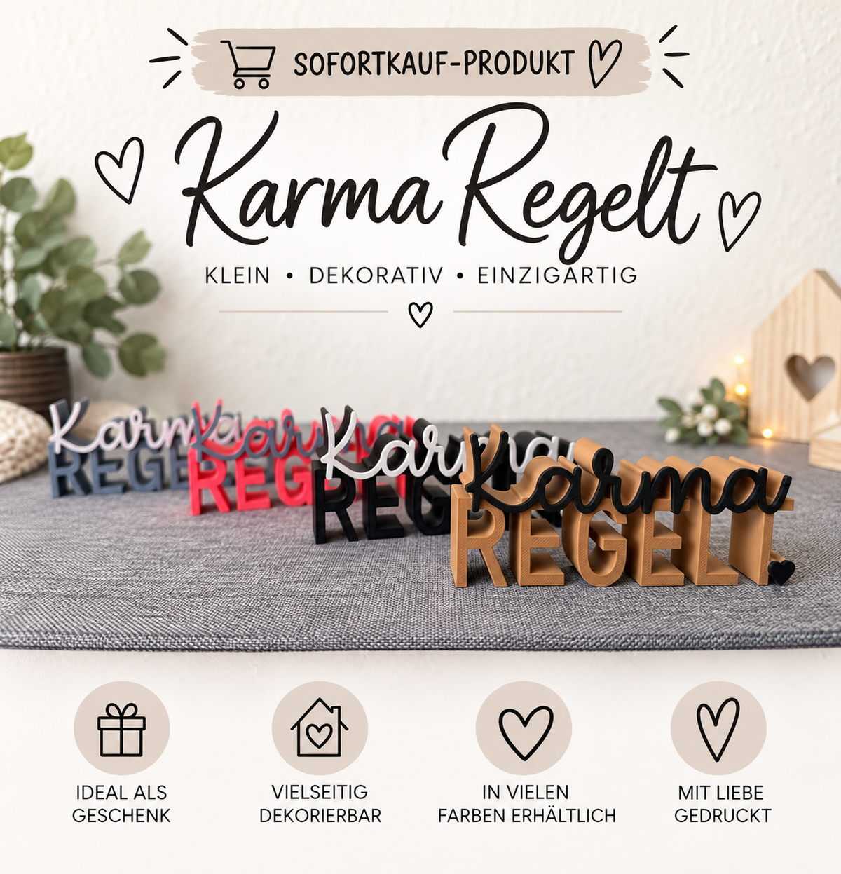 Sofortkauf Karma regelt - Dekoschriftzug | hochwertig gefertigt aus PLA | Modern