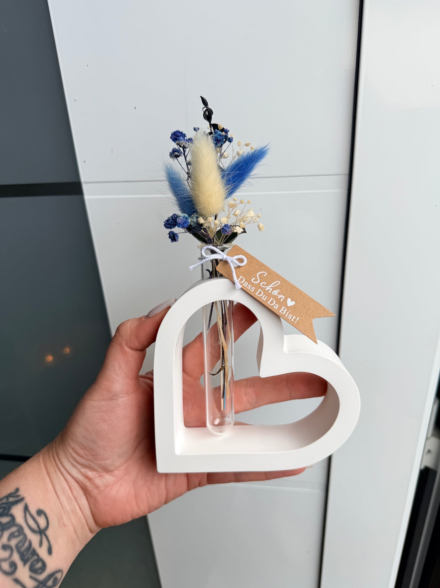 SOFORTKAUF Herz Vase - verschiedene Farben | Geschenkset | Trockenblumen | Personalisiert