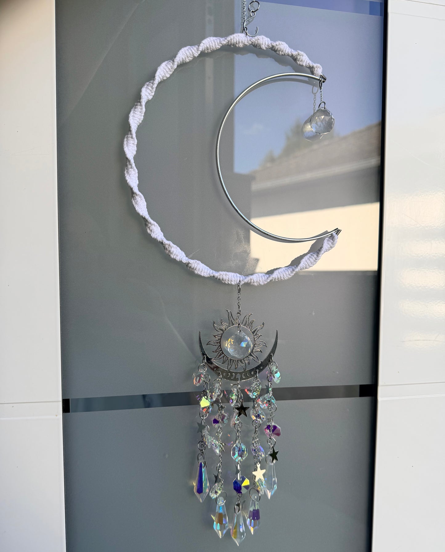 Sofortkauf Mond Weiß Silber Sonnenfänger | Sonnencatcher Makramee