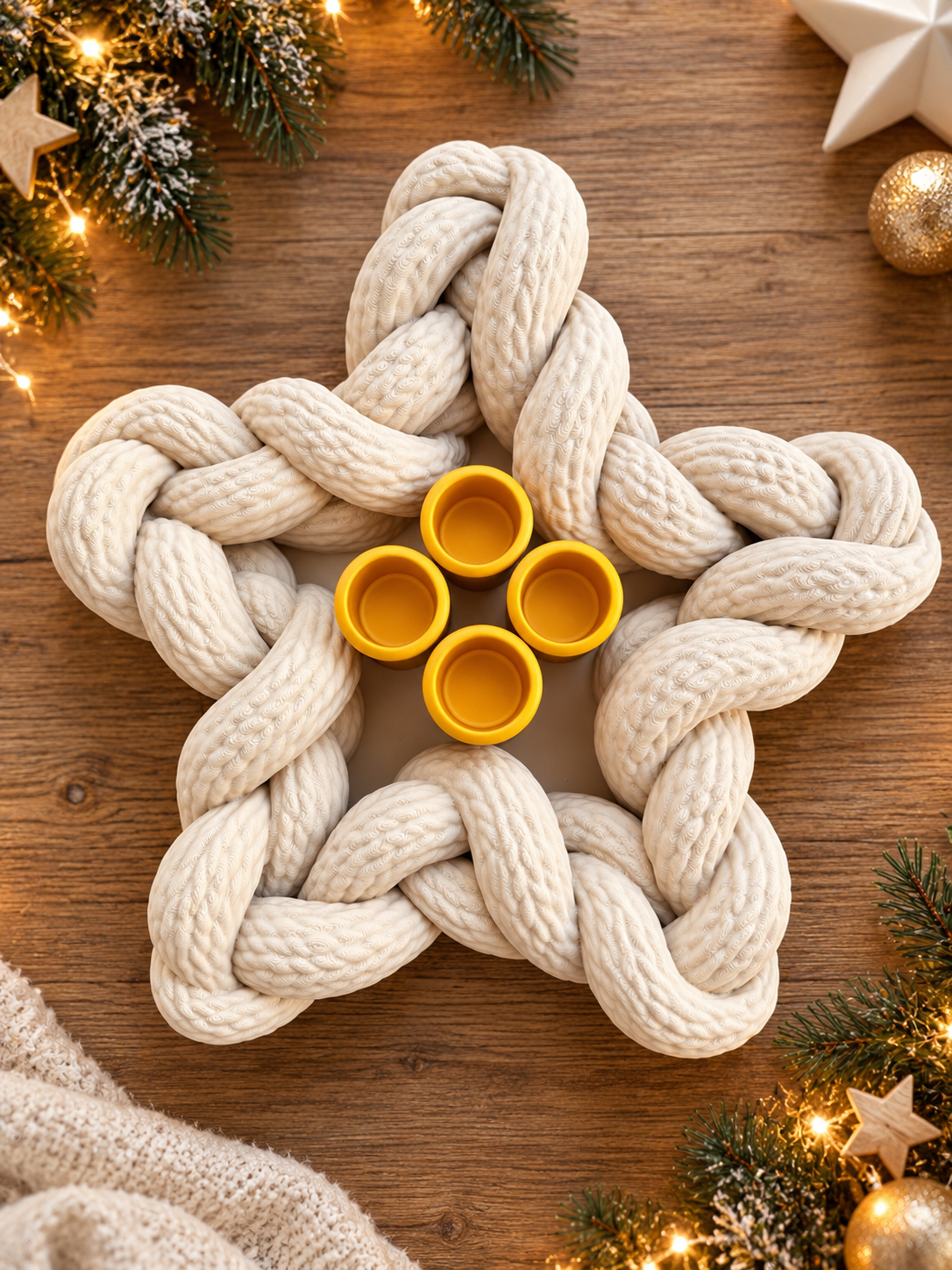Sternkranz Adventskranz 3D Druck | Kerzenhalter für 4 Kerzen | Wunschfarbe | Kerzeneinsatz Silber oder Gold | Weihnachtsdeko | Scandi
