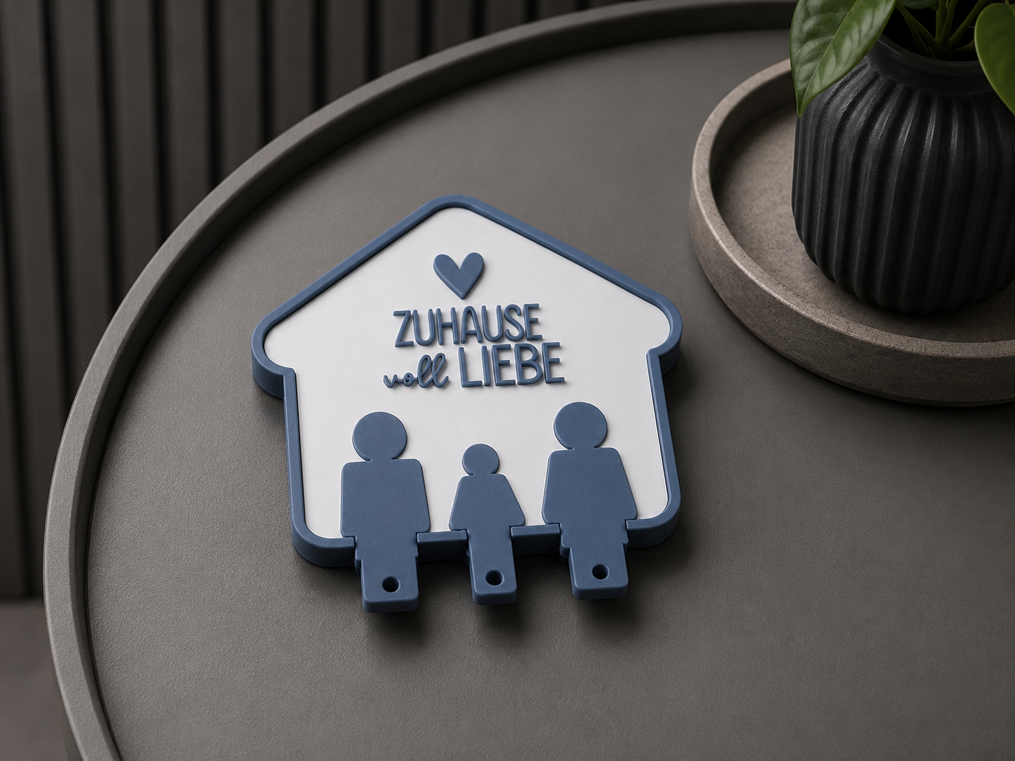 Schlüsselbrett „Zuhause voll Liebe“ |Schlüsselhalter für Paare & Familien | Wanddeko / Geschenk zum Einzug