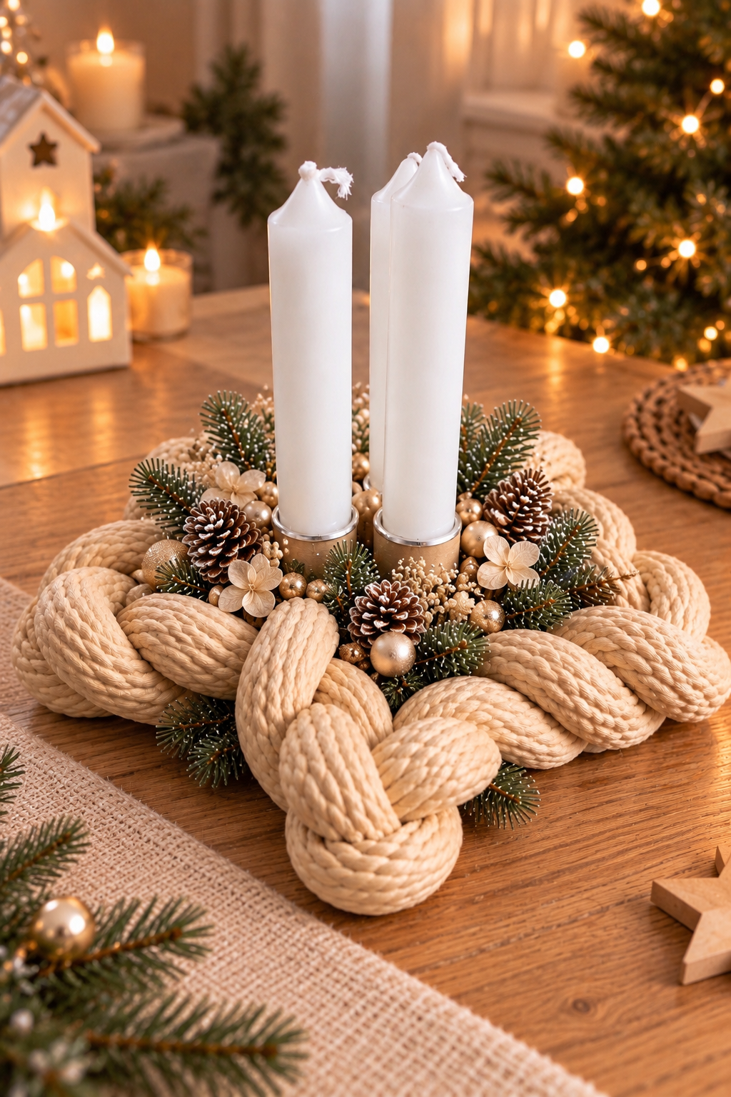 Sternkranz Adventskranz 3D Druck | Kerzenhalter für 4 Kerzen | Wunschfarbe | Kerzeneinsatz Silber oder Gold | Weihnachtsdeko | Scandi