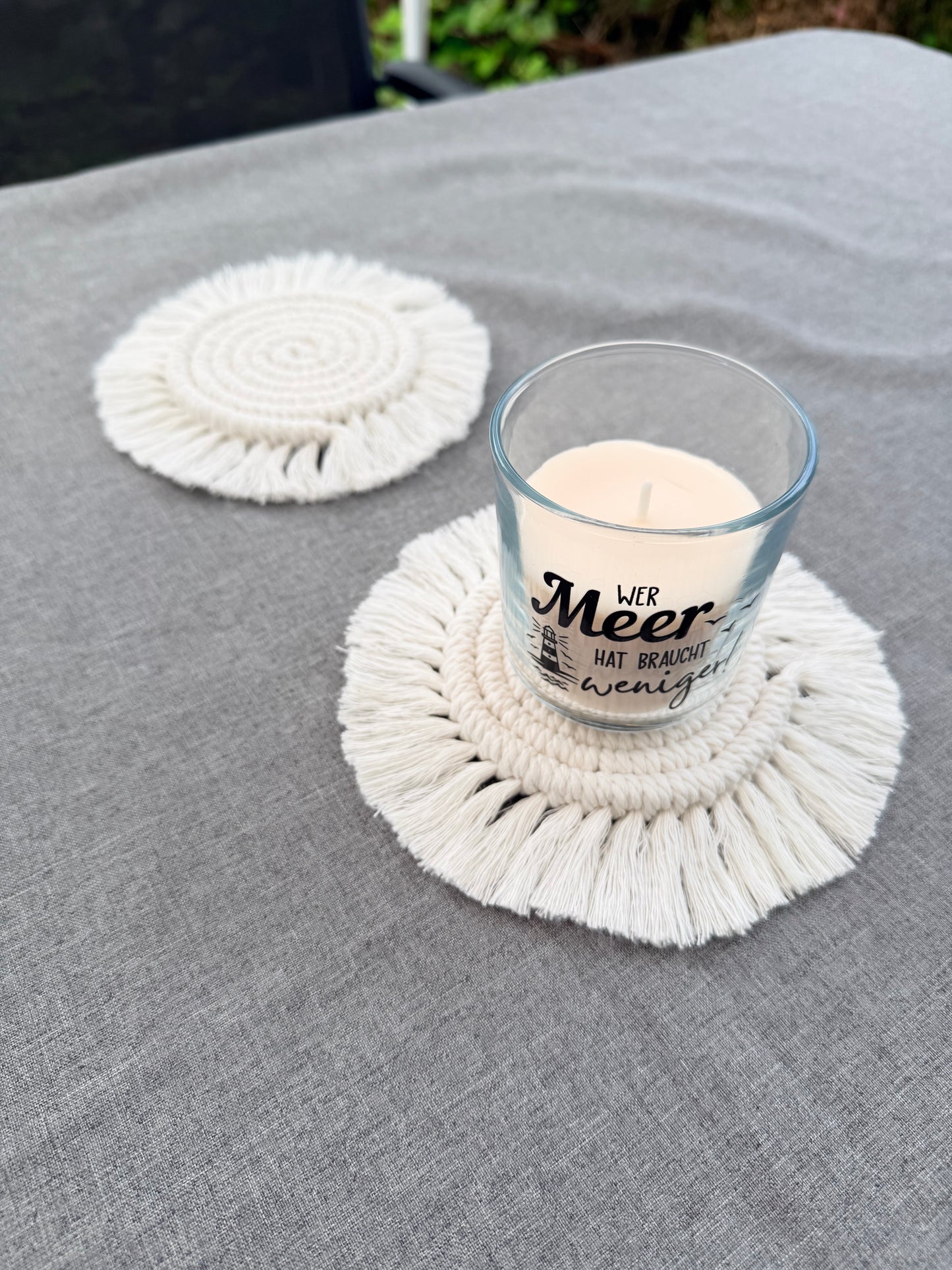 Untersetzer Makramee Weiß / Beige | Wohn - Accessoires | Camping | Kordel & Makramee | Boho Deko