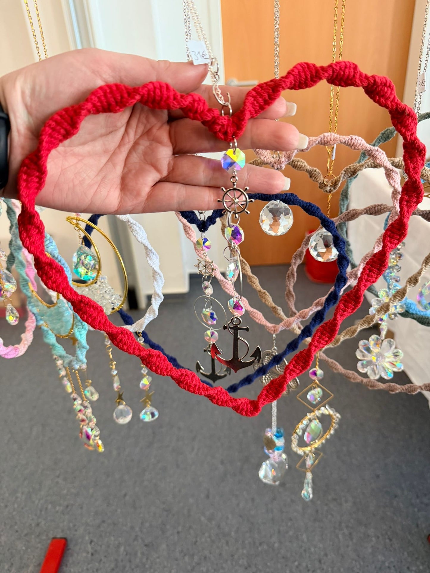 Sofortkauf Sonnenspiel HERZ rot Anker | Silber Suncatcher Makramee