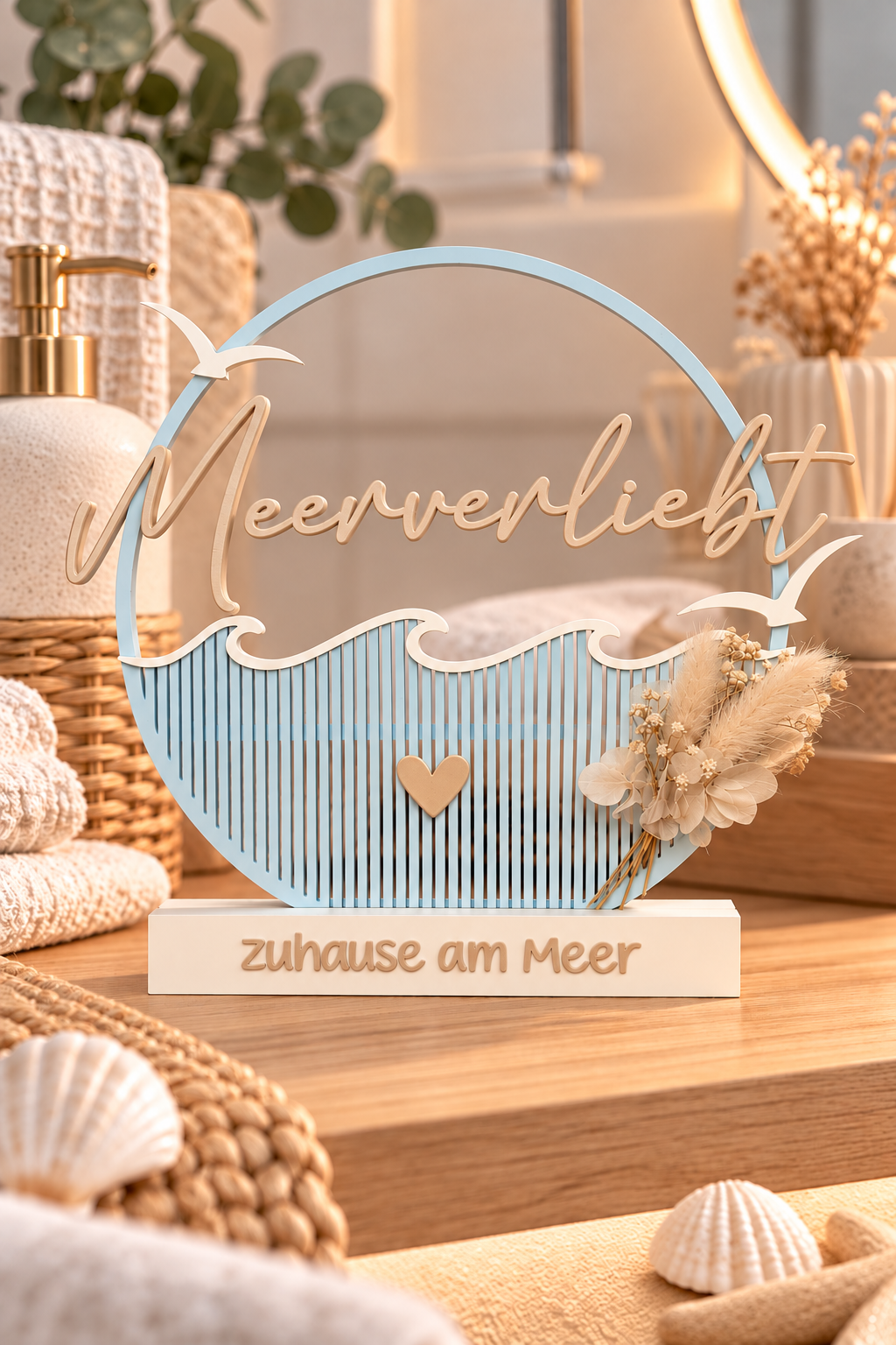 Meerliebe - maritime Deko | Zum Aufstellen & Aufhängen | Geschenk | Meerliebe