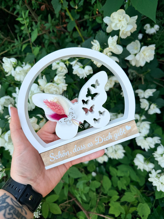 Sofortkauf Schmetterling im Bogen Trockenblumen | Personalisiert | Deko | Lebe Liebe Lache