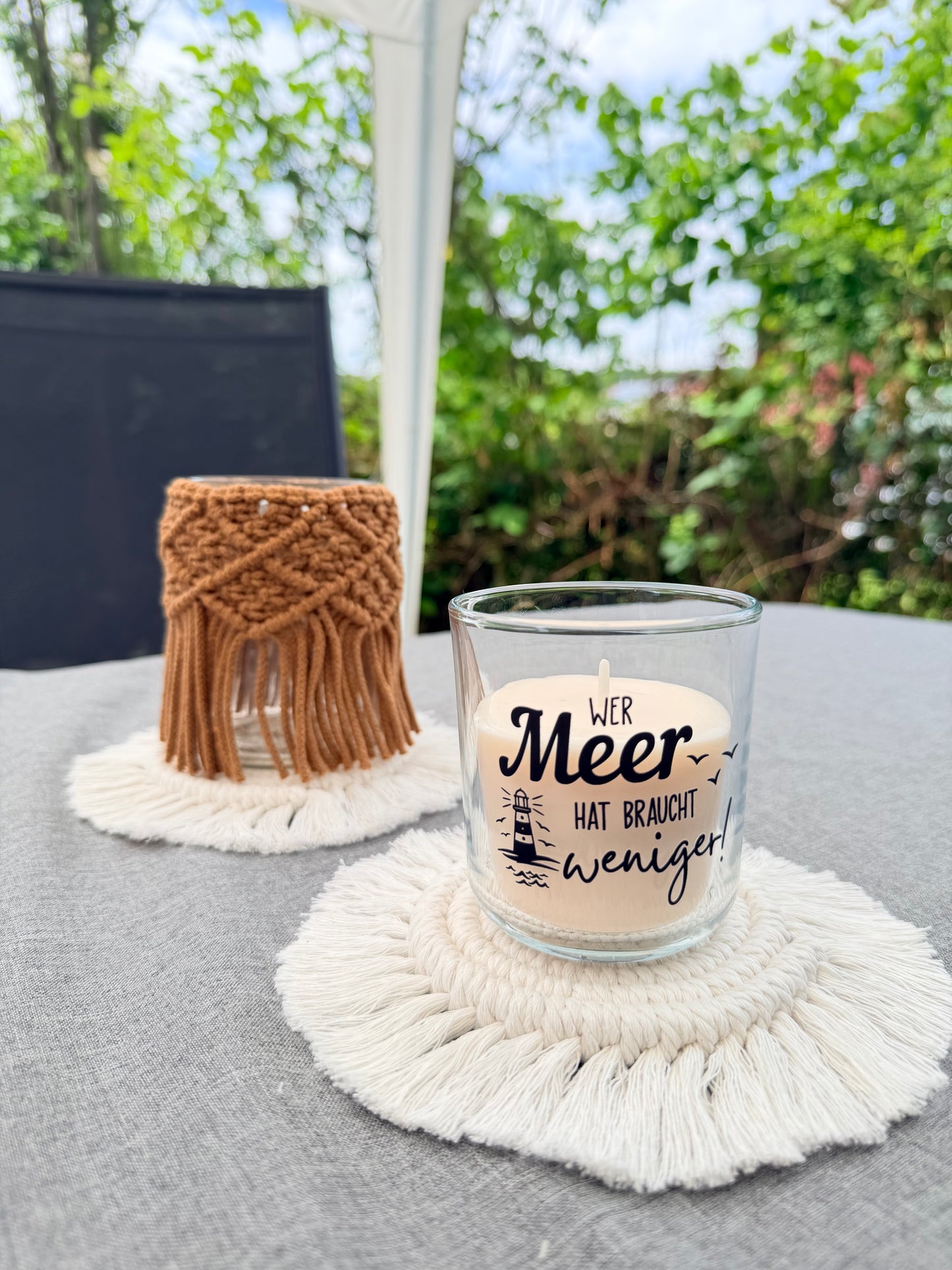 Untersetzer Makramee Weiß / Beige | Wohn - Accessoires | Camping | Kordel & Makramee | Boho Deko
