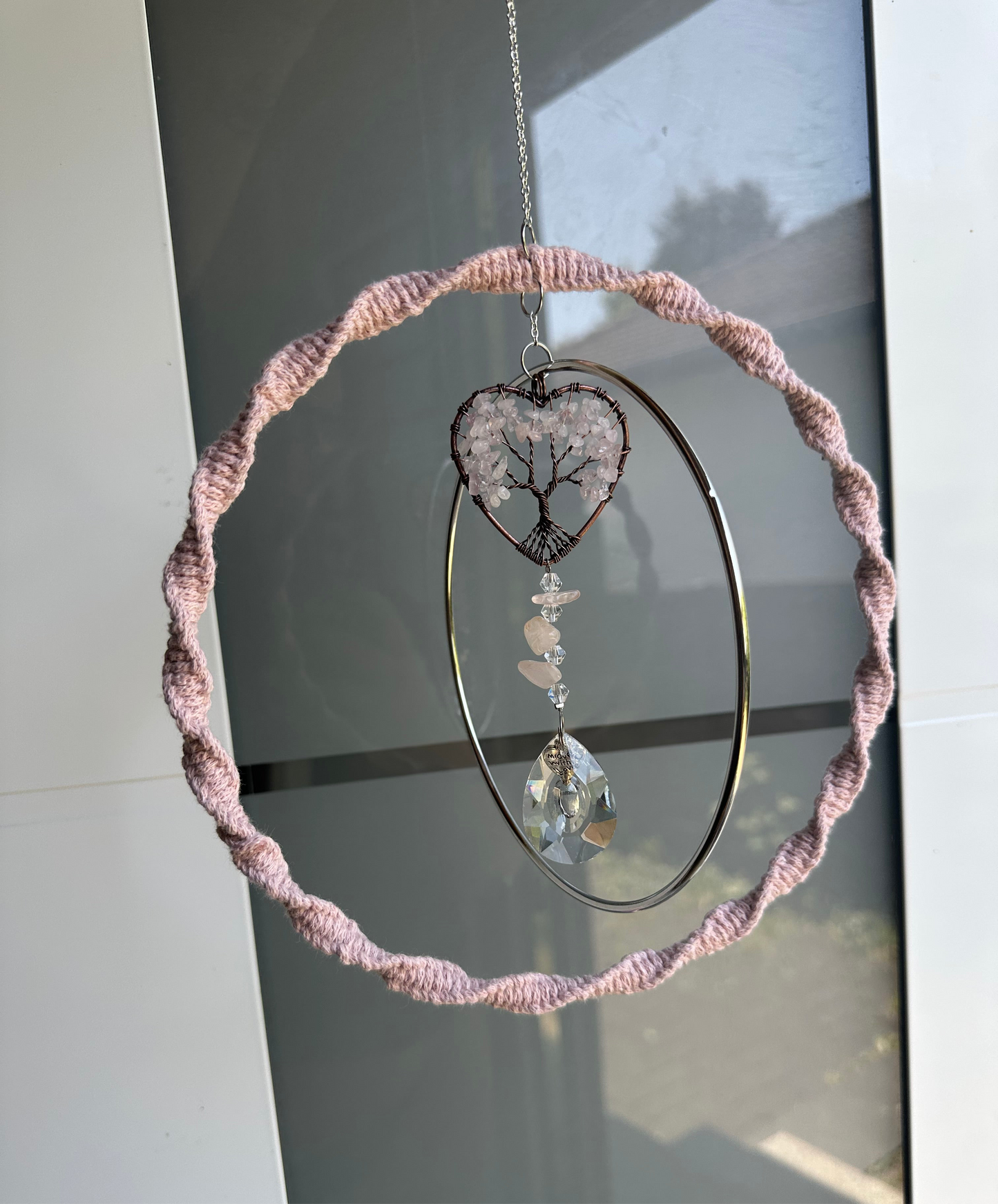 Sofortkauf Silber Großer Ring Lebensbaum Sonnenfänger | Sonnencatcher Makramee