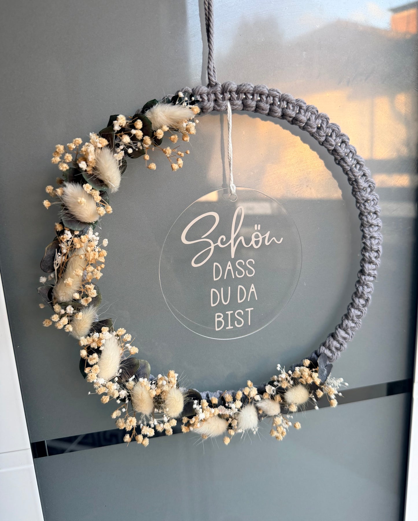 Trockenblumen - Ring / Herz / Stern Wandbehang Makramee - Personalisiert