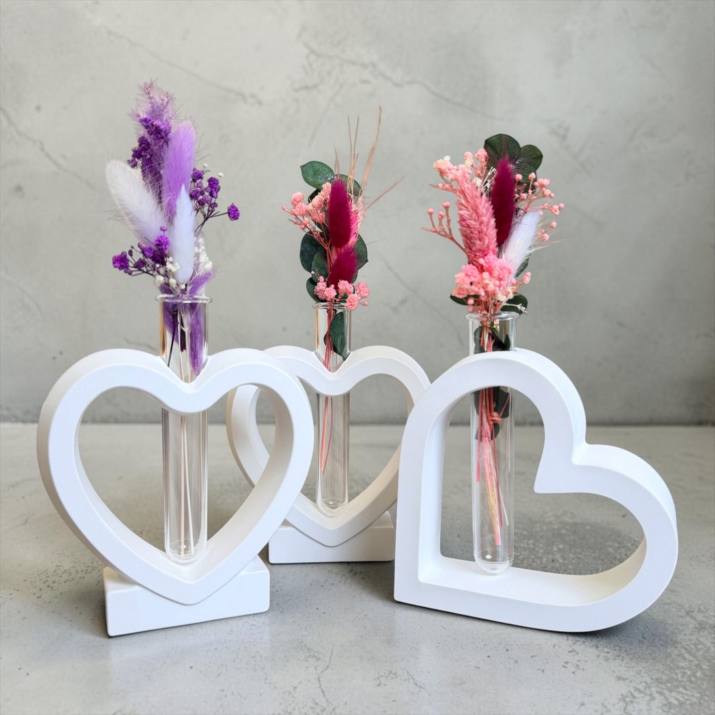 Herz Vase | Stehend / Schräg | Trockenblumen | Personalisiert