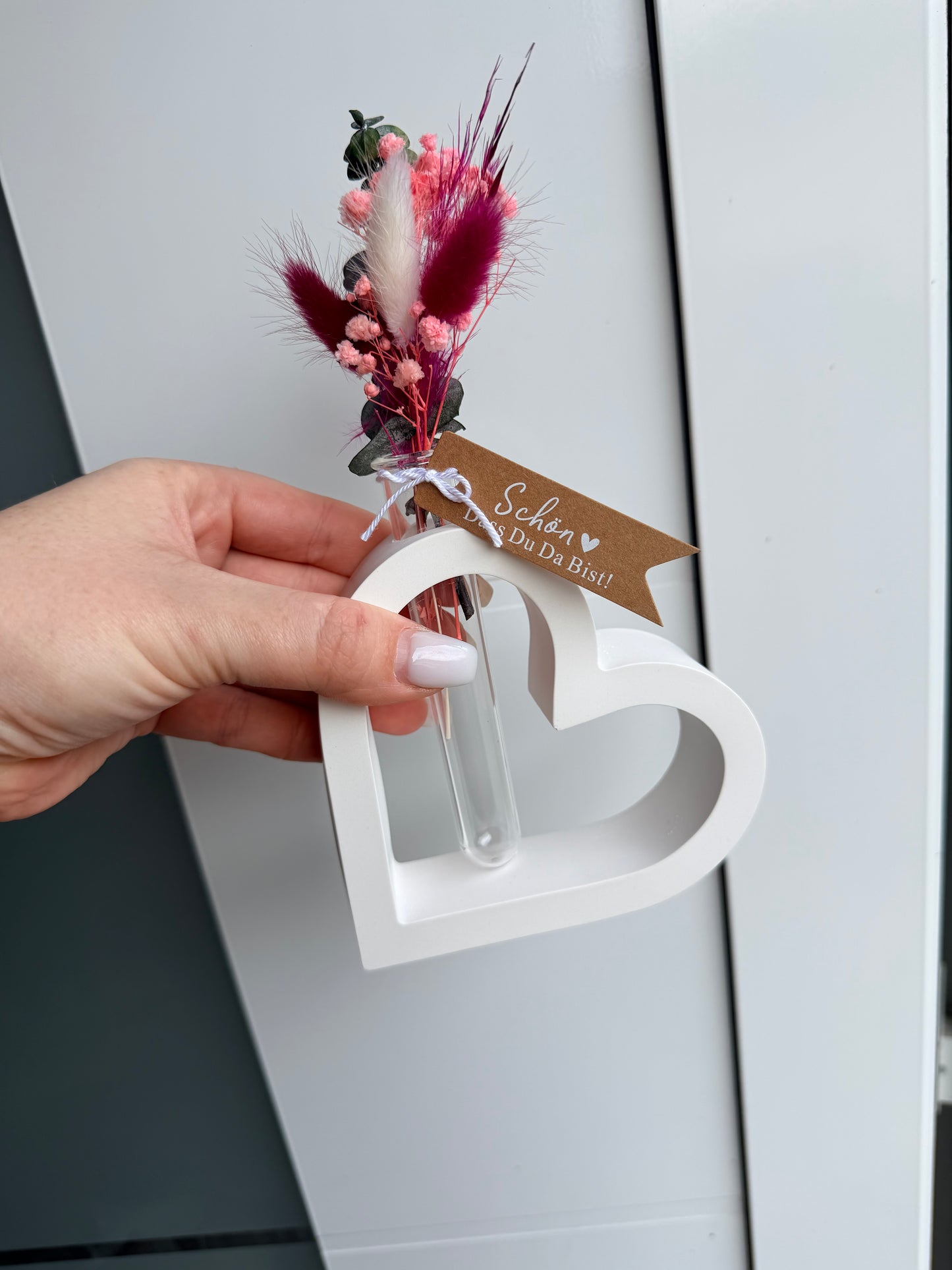 SOFORTKAUF Herz Vase - verschiedene Farben | Geschenkset | Trockenblumen | Personslisiert