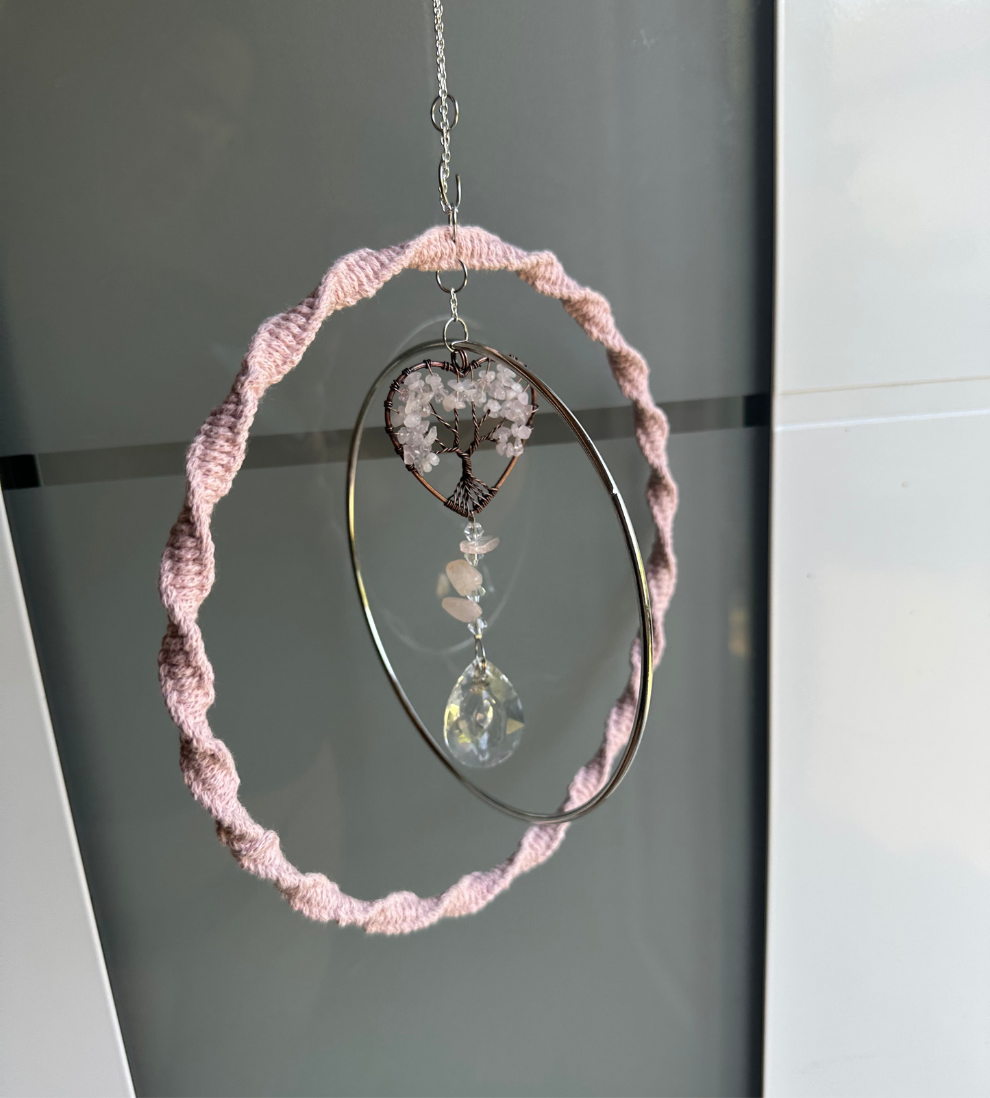 Sofortkauf Silber Großer Ring Lebensbaum Sonnenfänger | Sonnencatcher Makramee