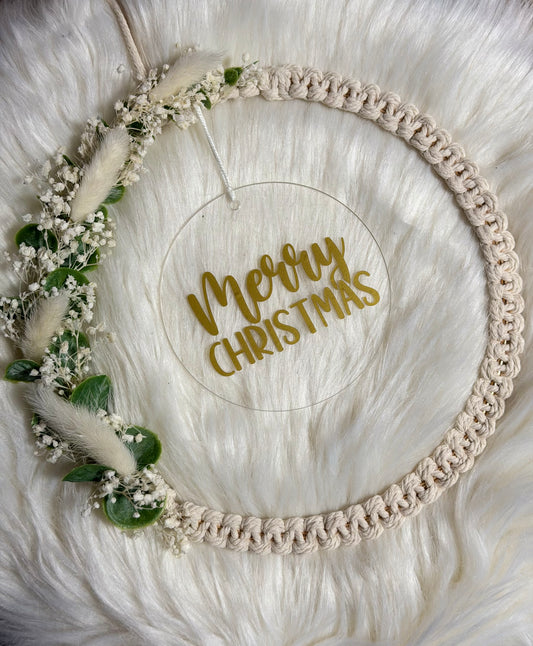 Trockenblumen - Ring / Herz / Stern Wandbehang Makramee - Personalisiert