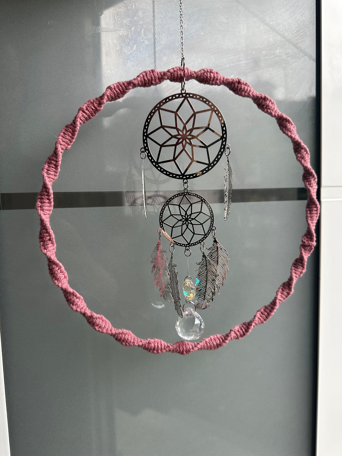Sofortkauf Lebensbaum Altrosa im RING | Suncatcher Makramee