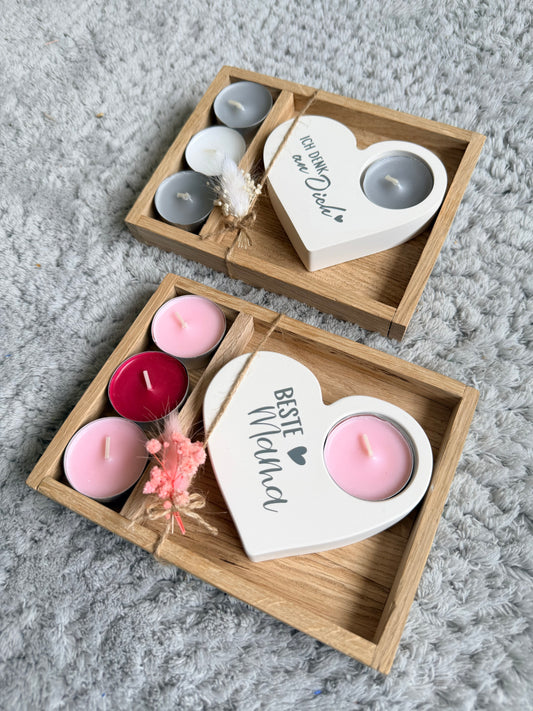 Herzensmensch - Geschenkbox - Herz | Teelichthalter / - Geldgeschenk / Muttertag | Danke