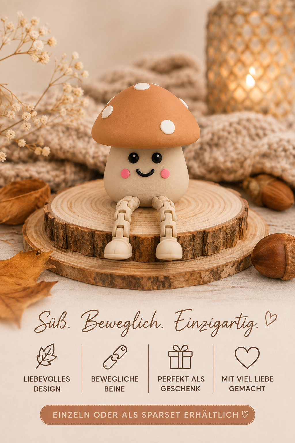 🍂 Herbstliches Flexi-Trio – Ahornblatt, Eichel & Pilz 🍄 Deko