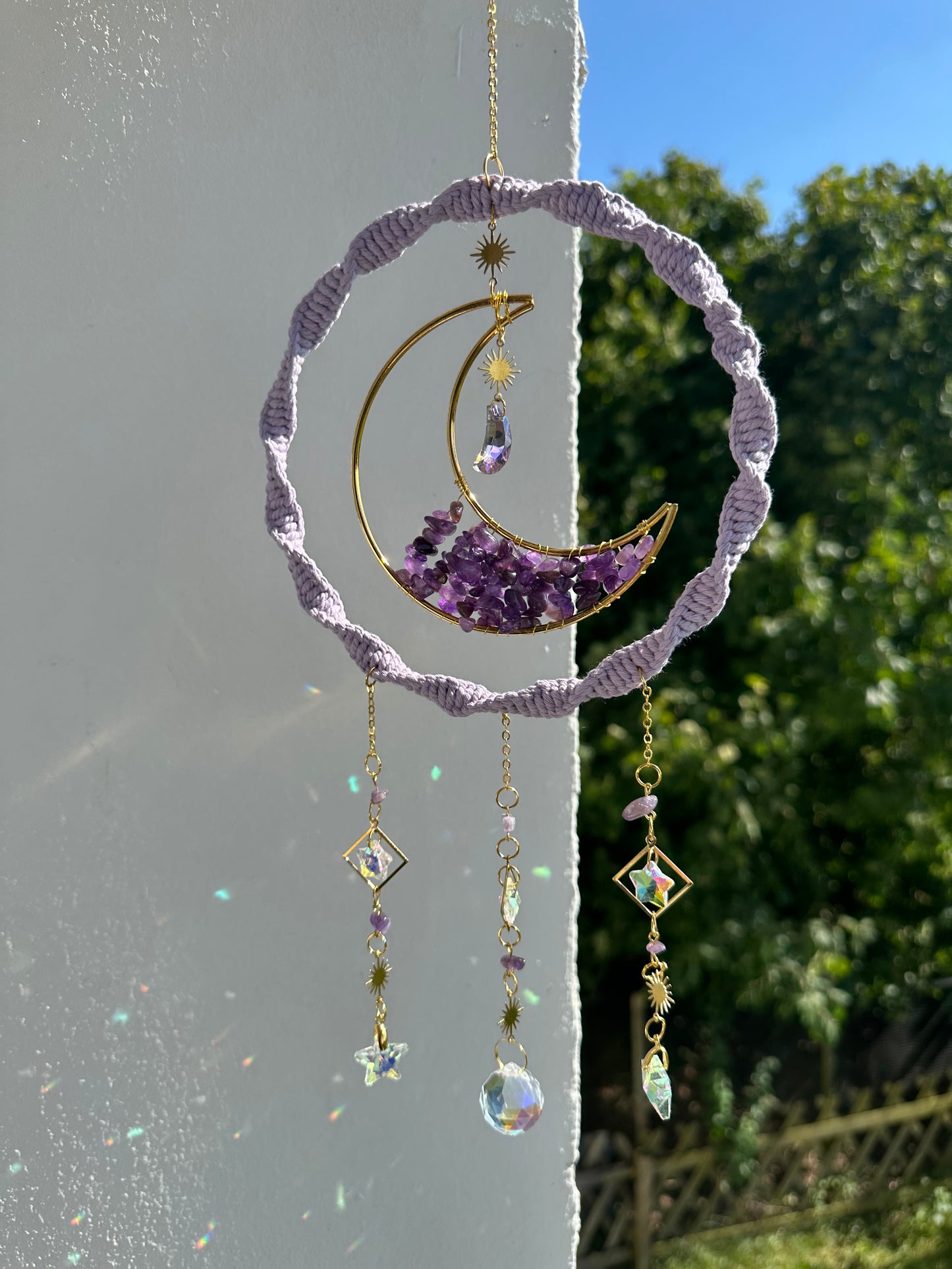 Ring Mond Steine GOLD Sonnenfänger | Sonnencatcher Makramee
