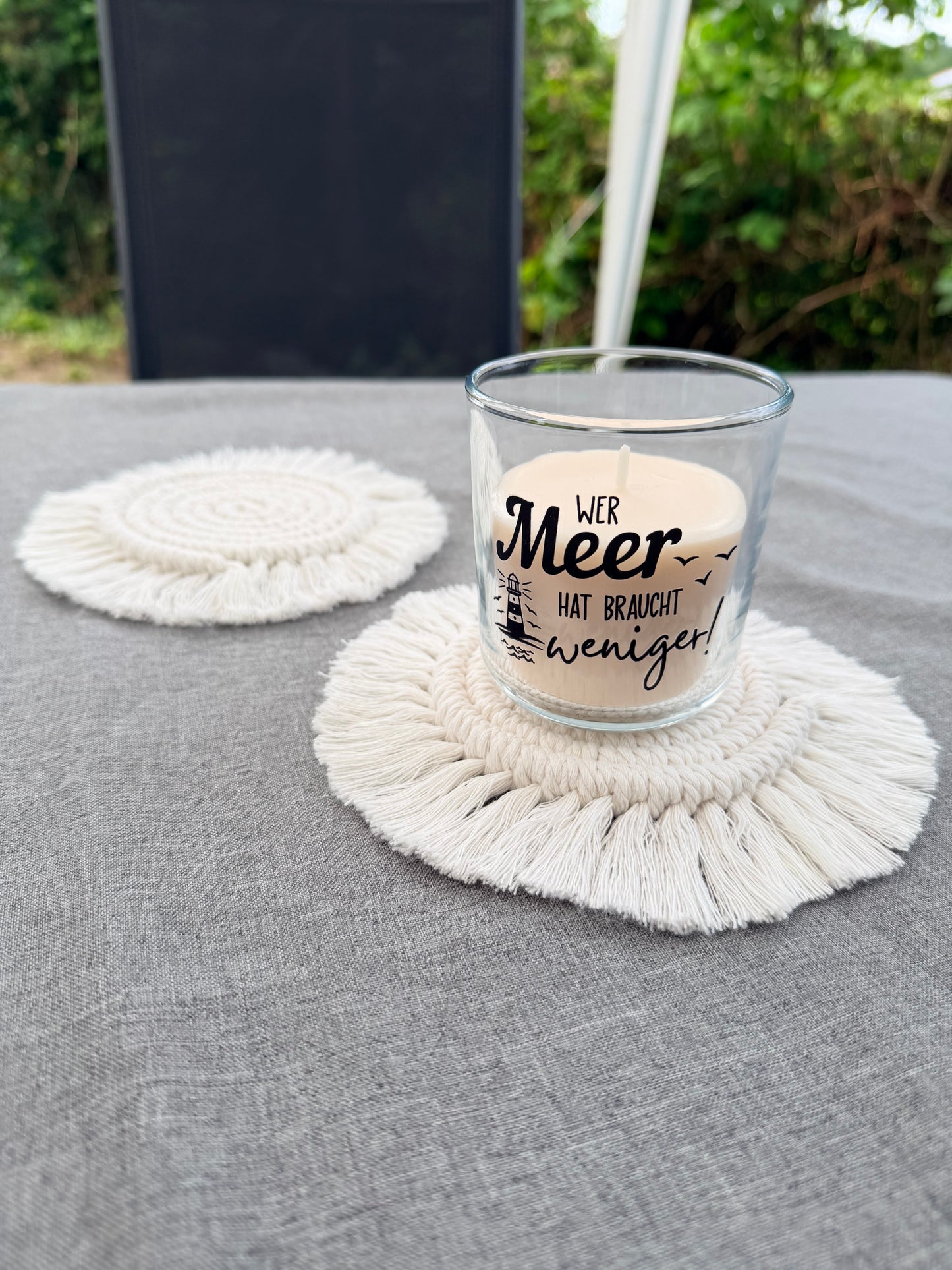 Untersetzer Makramee Weiß / Beige | Wohn - Accessoires | Camping | Kordel & Makramee | Boho Deko