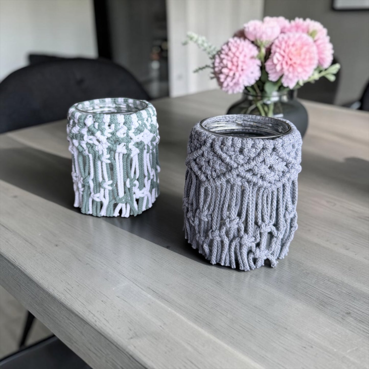 🚨SOFORTKAUF | Makramee Windlicht | Wohn - Accessoires | Hochzeit | Camping | Kordel & Makramee | Boho Deko | Kerzenhalter