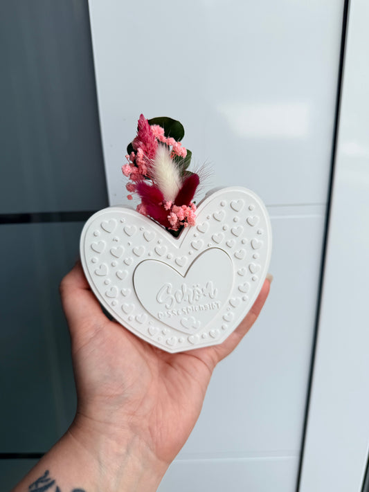 Sofortkauf Herz Vase gelb / Foto - Geschenkset | Trockenblumen | Schön Dass es dich gibt |