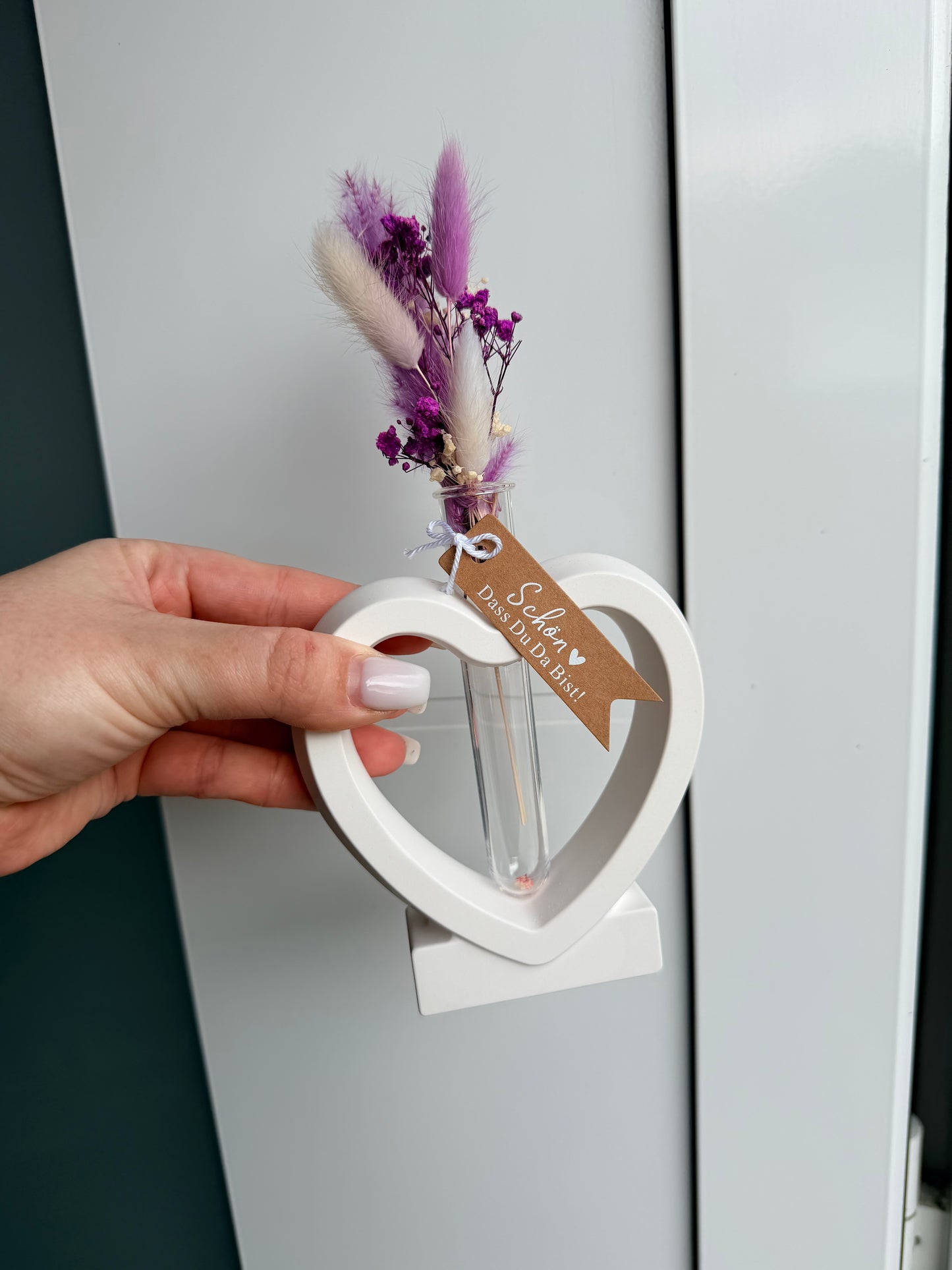SOFORTKAUF Herz Vase - verschiedene Farben | Geschenkset | Trockenblumen | Personslisiert