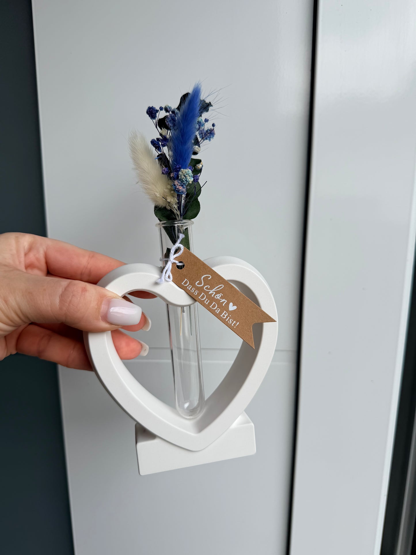 SOFORTKAUF Herz Vase - verschiedene Farben | Geschenkset | Trockenblumen | Personslisiert