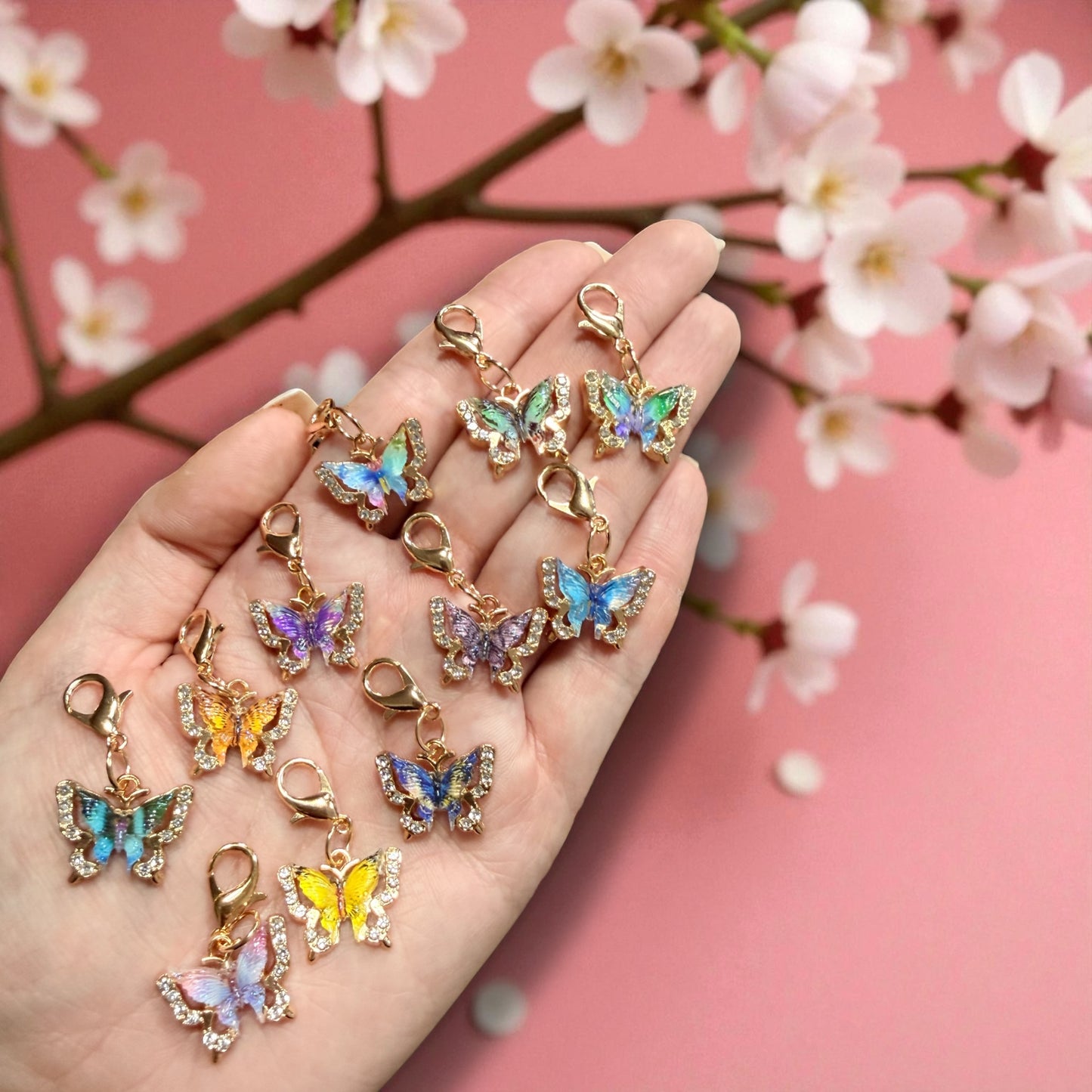 Schmetterling GLITZER Anhänger Gold