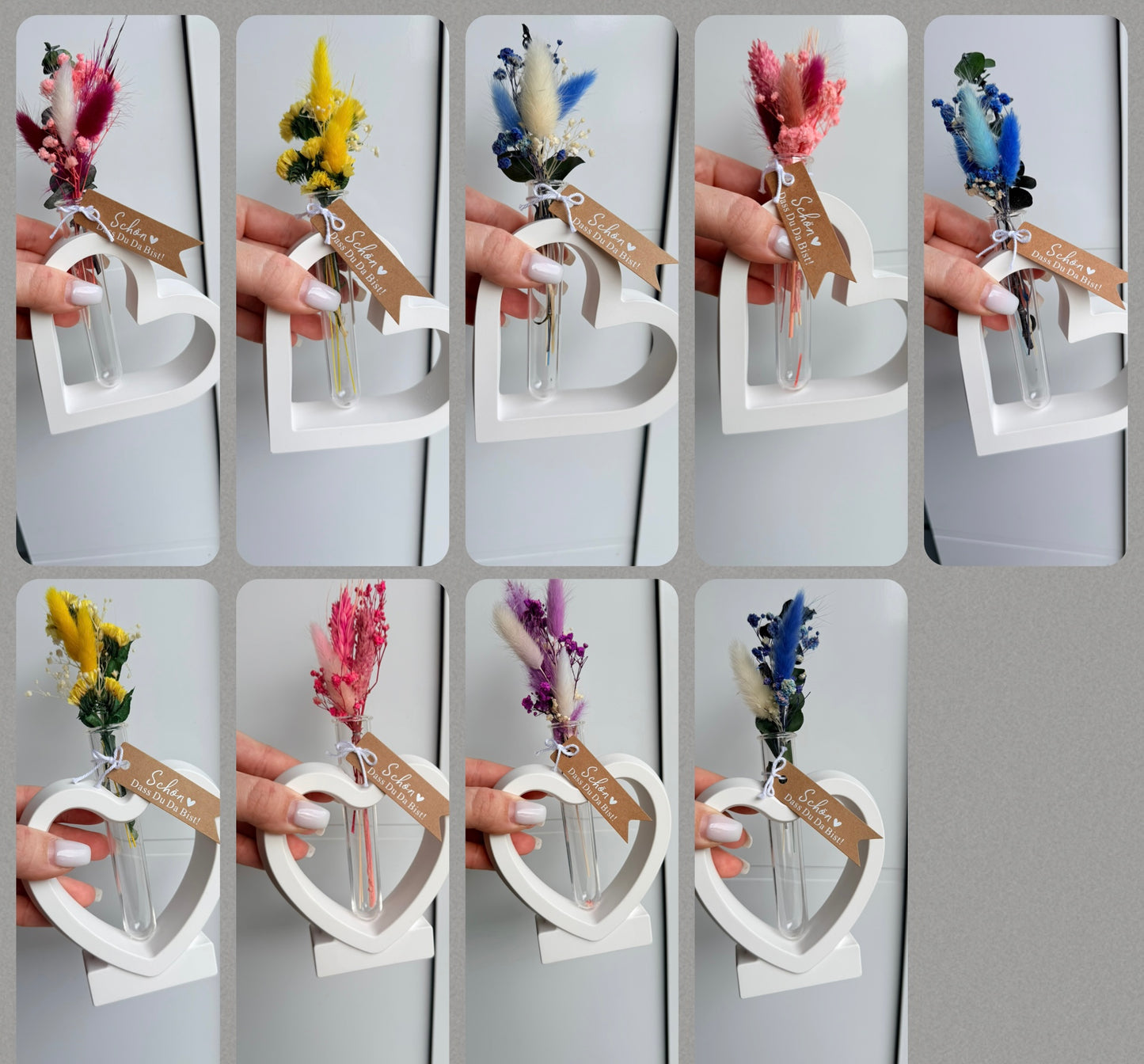 SOFORTKAUF Herz Vase - verschiedene Farben | Geschenkset | Trockenblumen | Personslisiert