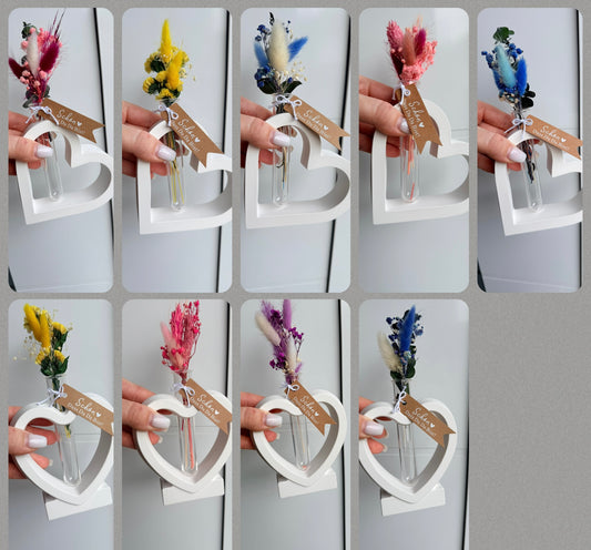 SOFORTKAUF Herz Vase - verschiedene Farben | Geschenkset | Trockenblumen | Personslisiert