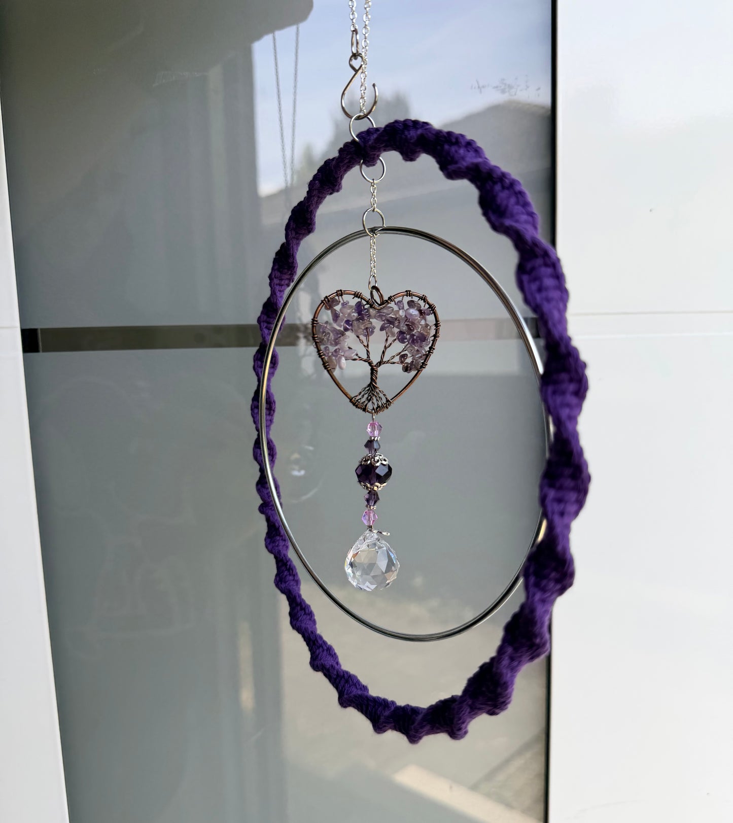 Sofortkauf Lebensbaum Lila im RING | Suncatcher Makramee