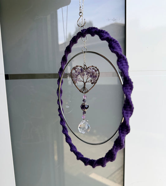 Sofortkauf Lebensbaum Lila im RING | Suncatcher Makramee
