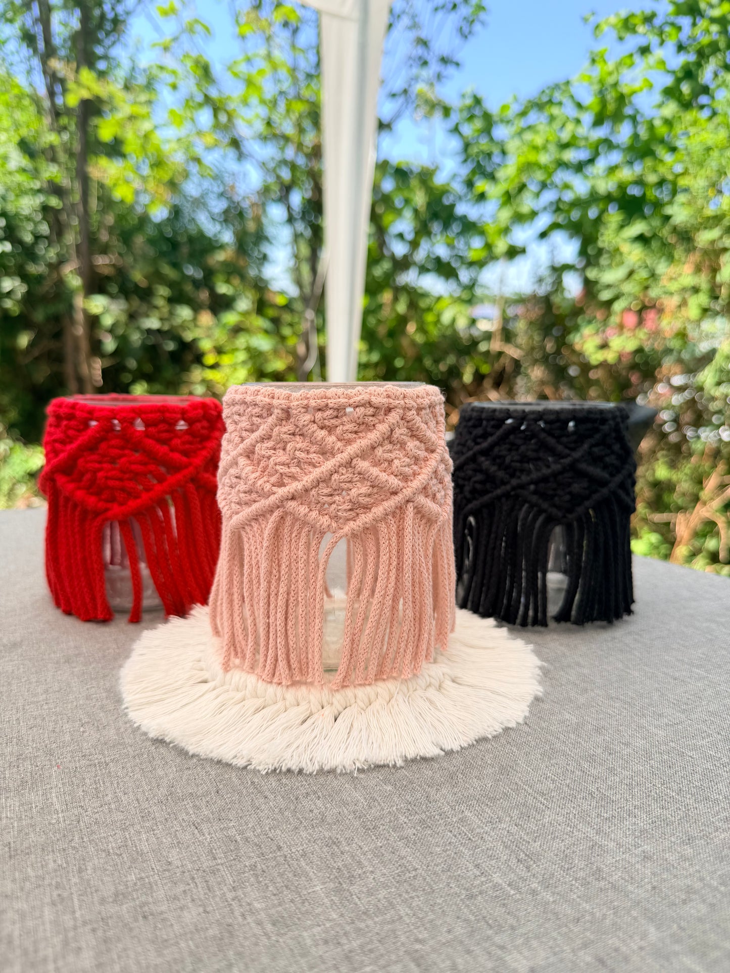 Sofortkauf Makramee Windlicht | Wohn - Accessoires | Hochzeit | Camping | Kordel & Makramee | Boho Deko | Kerzenhalter