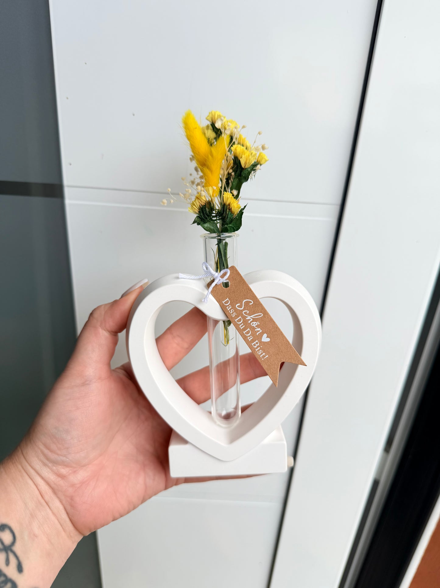 SOFORTKAUF Herz Vase - verschiedene Farben | Geschenkset | Trockenblumen | Personalisiert
