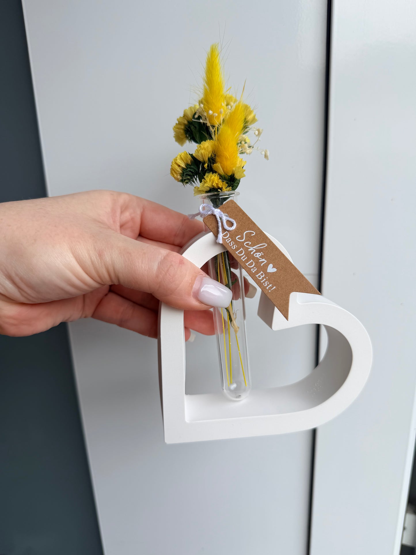 SOFORTKAUF Herz Vase - verschiedene Farben | Geschenkset | Trockenblumen | Personslisiert