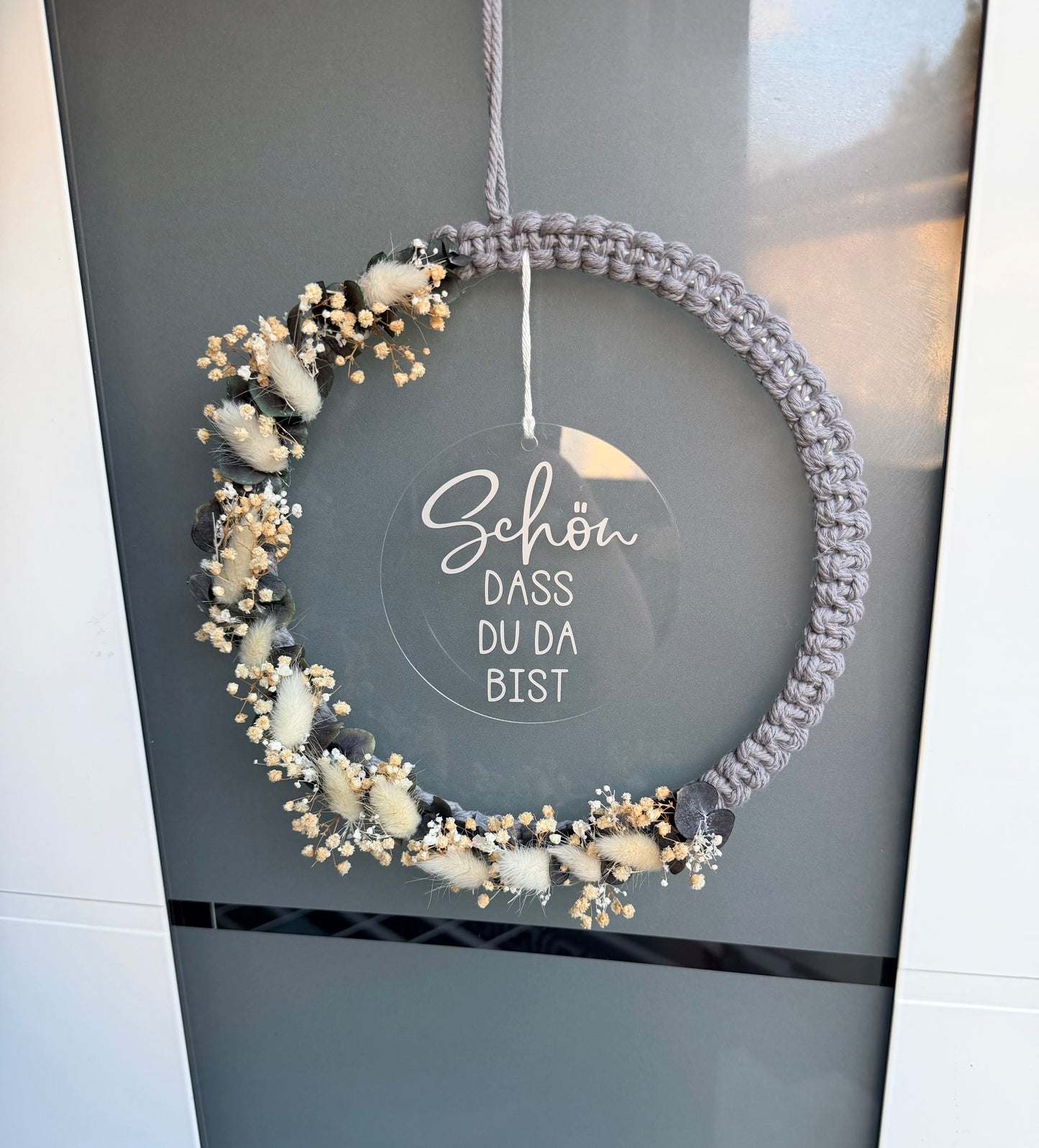 Trockenblumen - Ring / Herz / Stern Wandbehang Makramee - Personalisiert