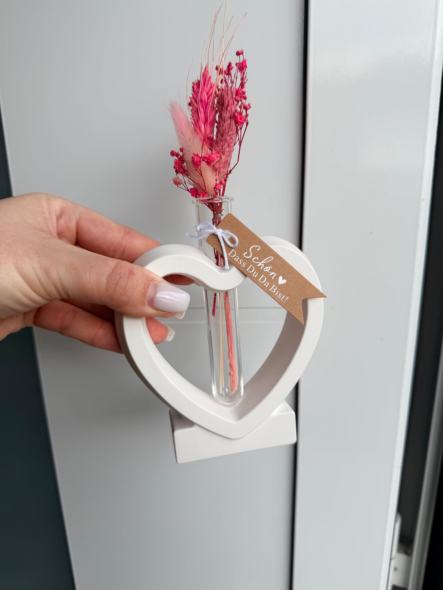 SOFORTKAUF Herz Vase - verschiedene Farben | Geschenkset | Trockenblumen | Personslisiert