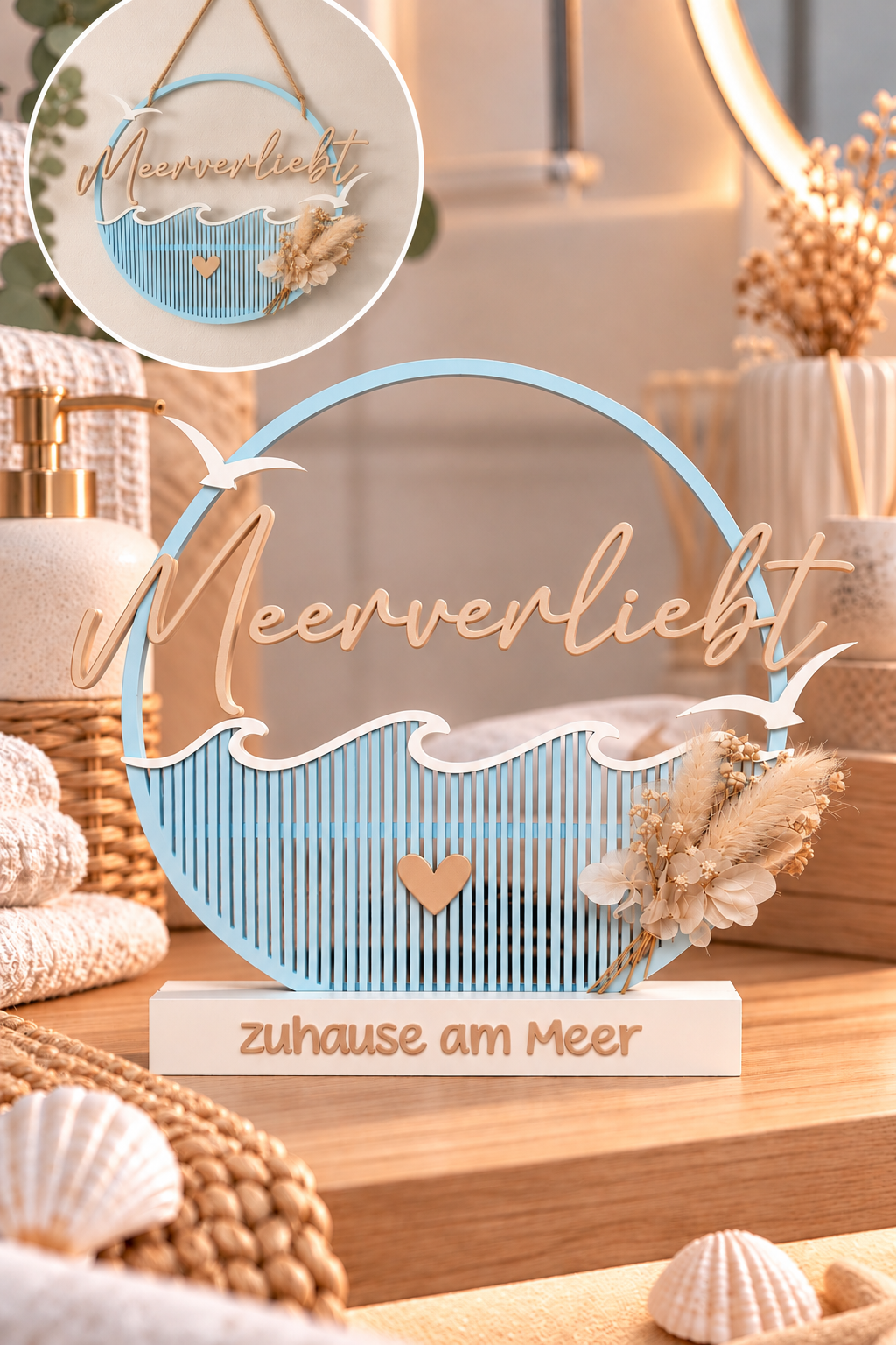 Meerliebe - maritime Deko | Zum Aufstellen & Aufhängen | Geschenk | Meerliebe