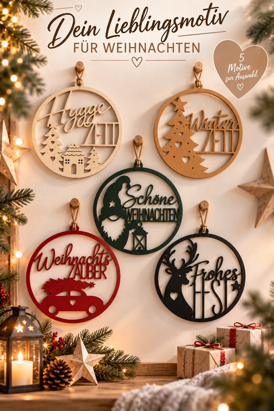 Weihnachtlicher Türkranz 21,5 cm | 3D-Druck Weihnachtsdeko | 5 Motive & Wunschfarbe | Tür- & Fensterdeko
