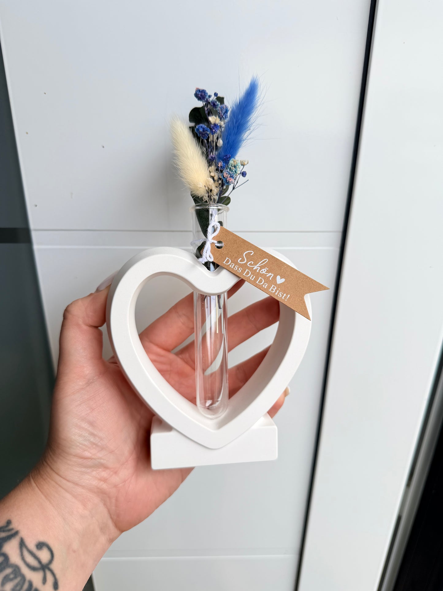 SOFORTKAUF Herz Vase - verschiedene Farben | Geschenkset | Trockenblumen | Personalisiert