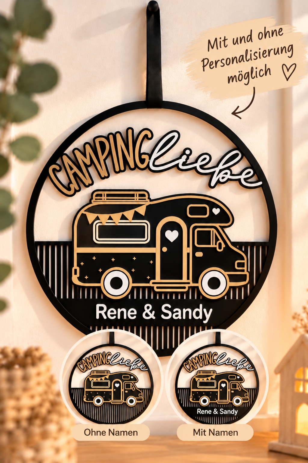 🚐 Campingliebe – Personalisierter Wohnmobil-Kranz | Camping Deko / Camper / Geschenk