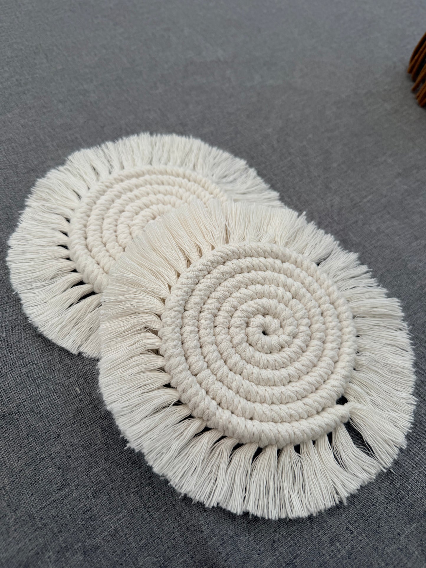 Untersetzer Makramee Weiß / Beige | Wohn - Accessoires | Camping | Kordel & Makramee | Boho Deko