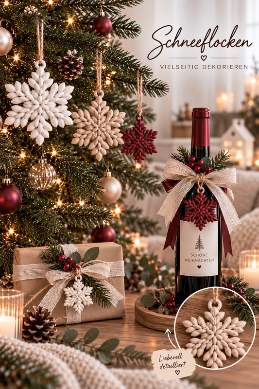 ❄️ Knitty Schneeflocken – winterliche Deko in wunderschöner Strickoptik | Weihnachtsbaumschmuck | Geschenkanhänger |