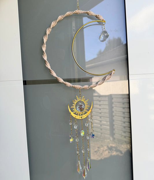 MOND - GOLD Sonnenfänger | Sonnencatcher Makramee