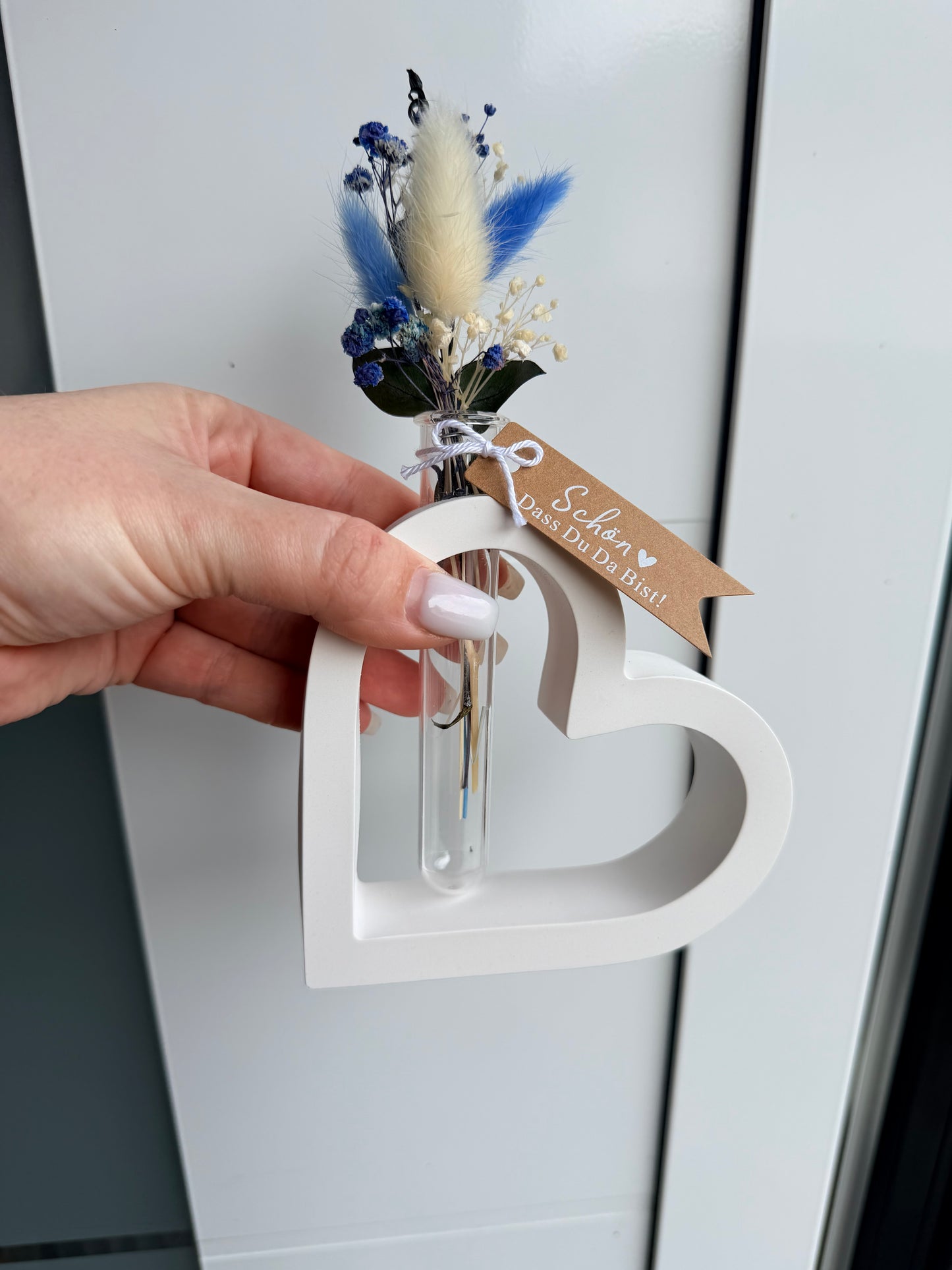 SOFORTKAUF Herz Vase - verschiedene Farben | Geschenkset | Trockenblumen | Personslisiert