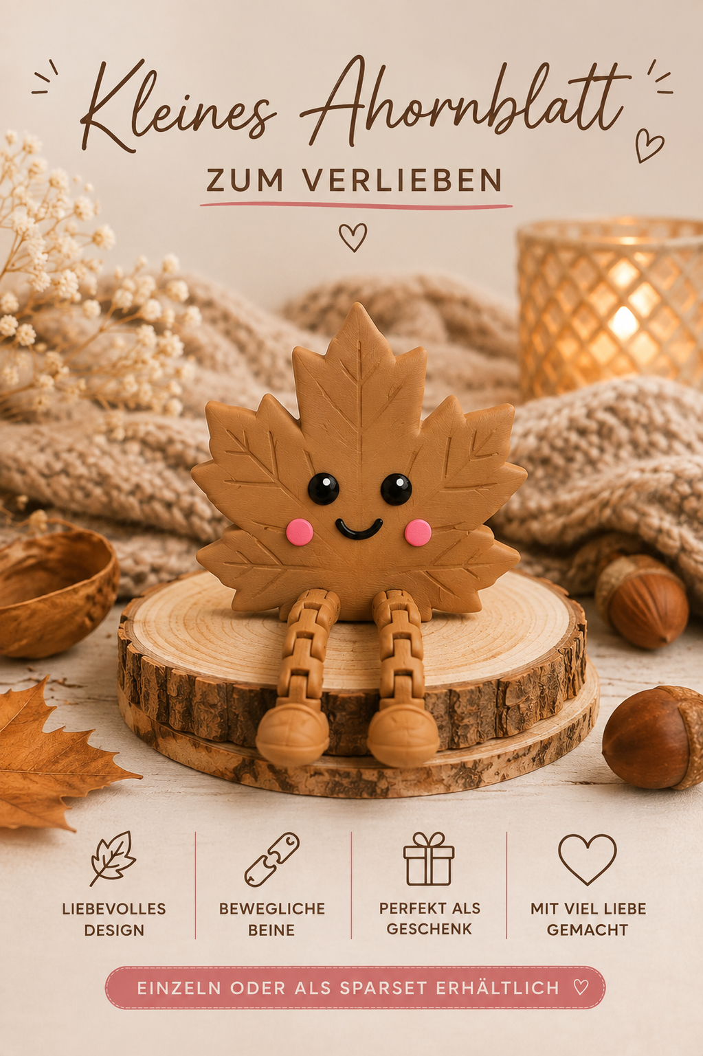 🍂 Herbstliches Flexi-Trio – Ahornblatt, Eichel & Pilz 🍄 Deko