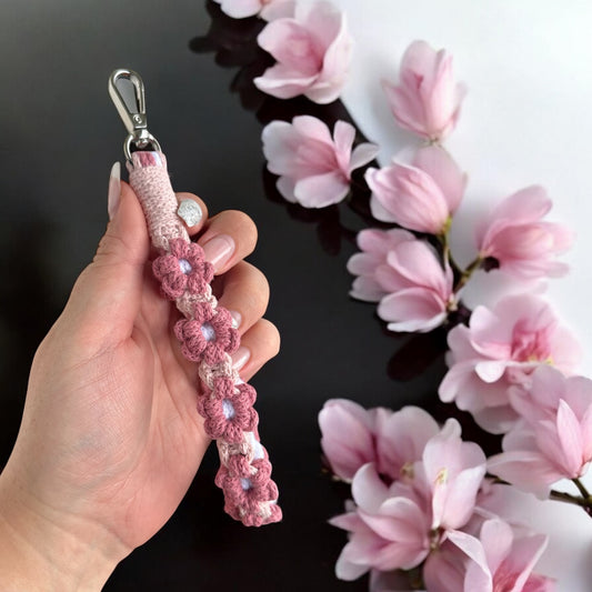 Sofortkauf Blumen Makramee Schlüsselanhänger mit Schlaufe Handgelenk