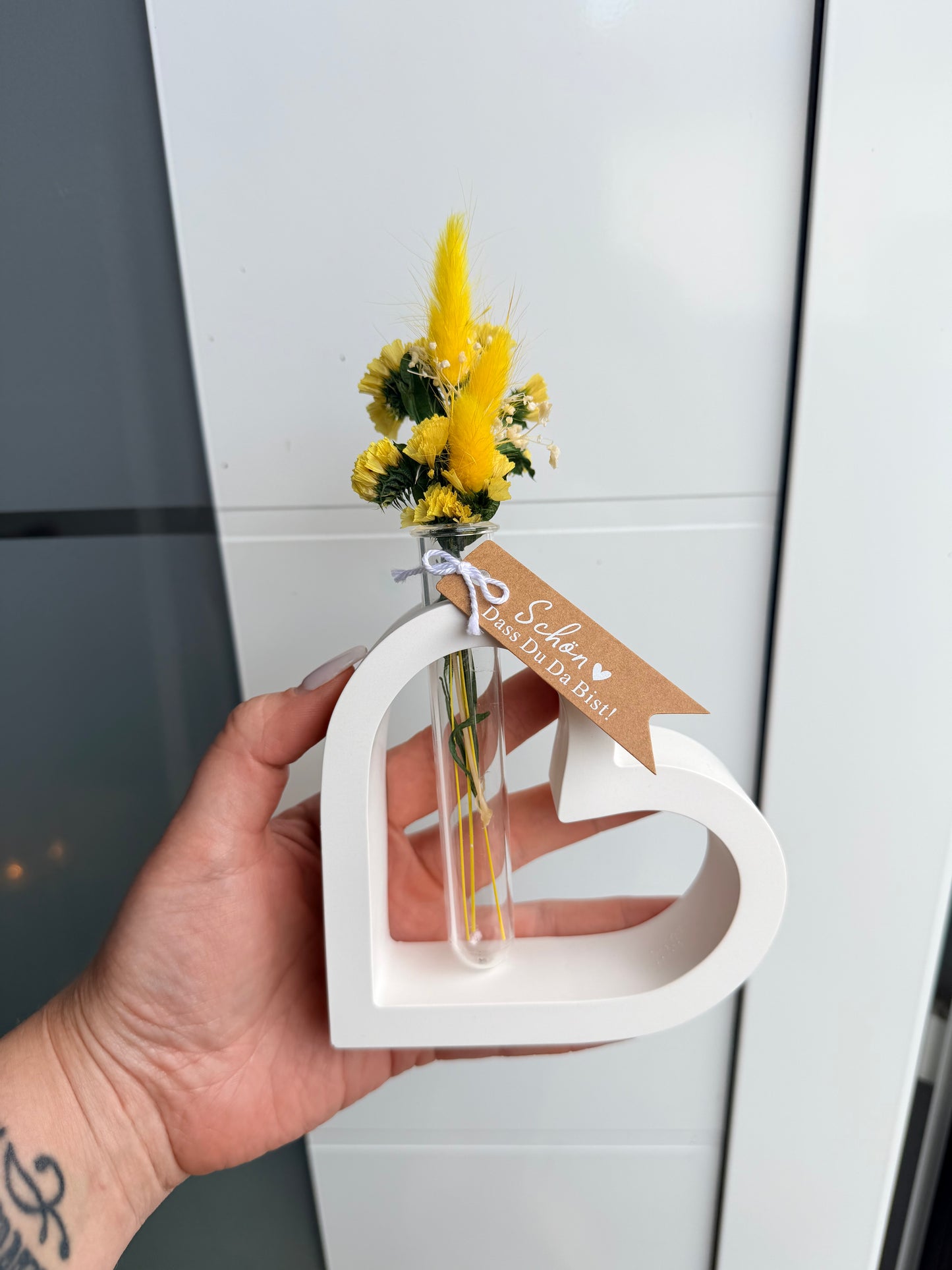 SOFORTKAUF Herz Vase - verschiedene Farben | Geschenkset | Trockenblumen | Personalisiert